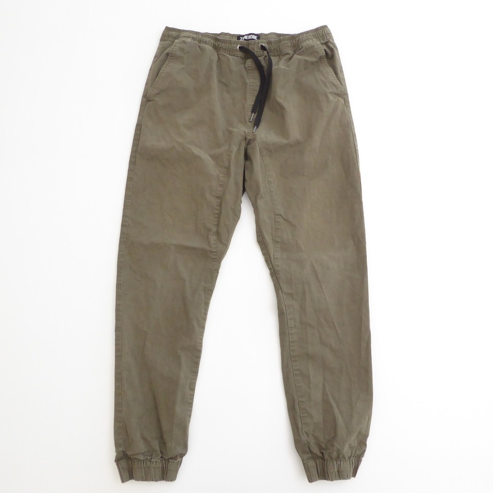 Zanerobe Mens SureShot Joggers Pants Olive Green Elastic Waist Drawstring 38